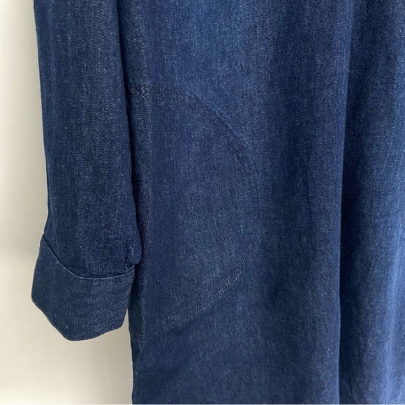 J. JILL DENIM DARK DENIM HALF BUTTON SHORT  CASUAL SHIRT DRESS WITH POCKETS, 1X - Picture 4 of 10
